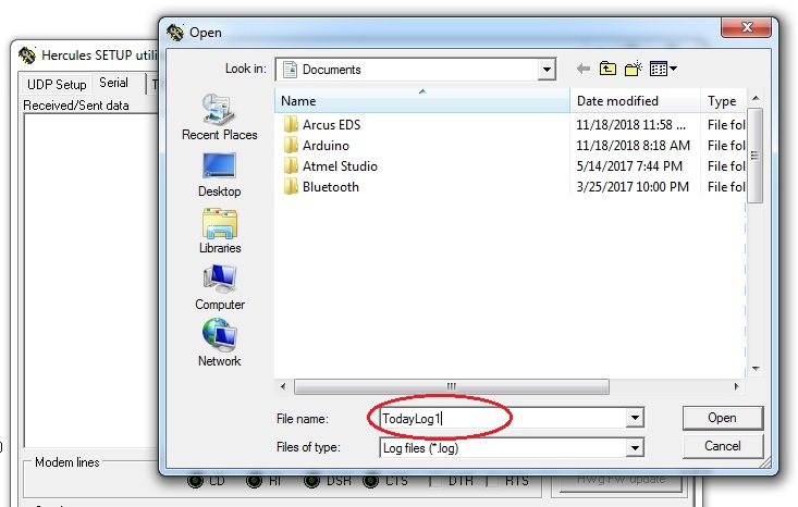 Log to file Select File